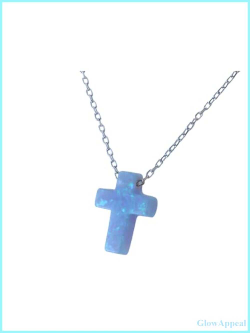 925 Sterling Silver Created Opal Cross Pendant Necklace Adjustable Chain